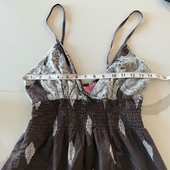 Shes Cool Vintage VTG Y2K Paisley Print Brown Summer Boho Mini Knee Length Dress - Picture 12 of 13